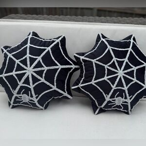 Black Spider Web Throw Pillows - Set of 2